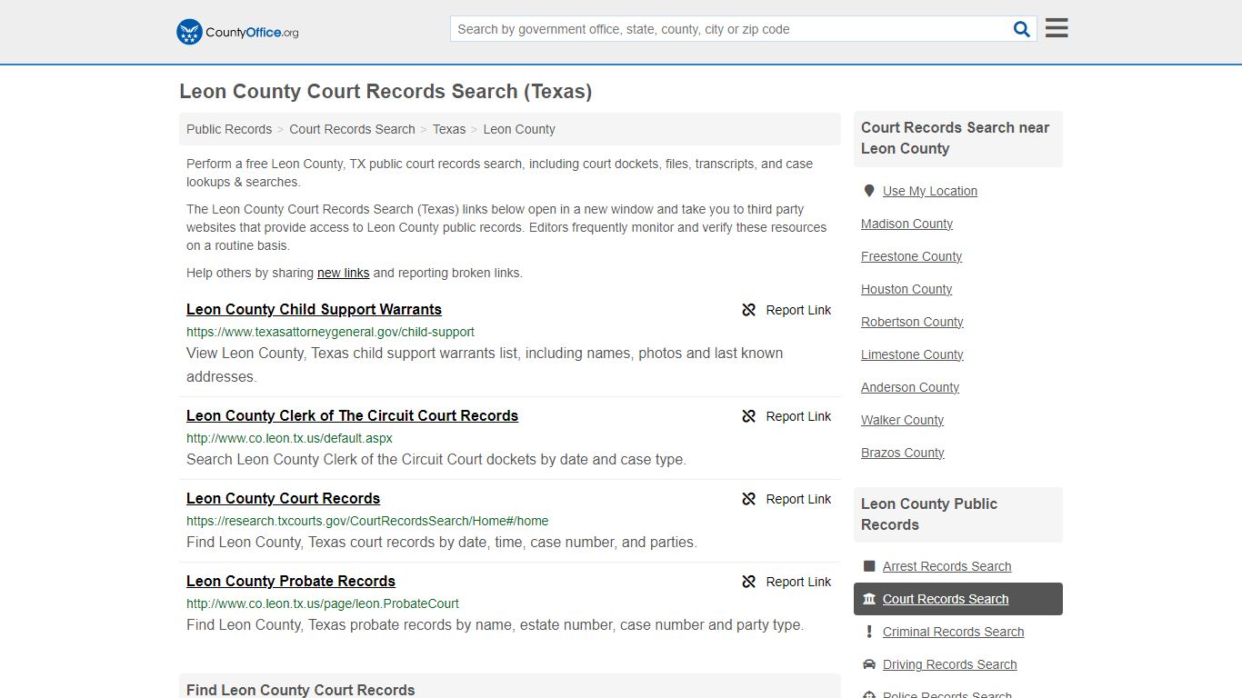 Leon County Court Records Search (Texas) - County Office